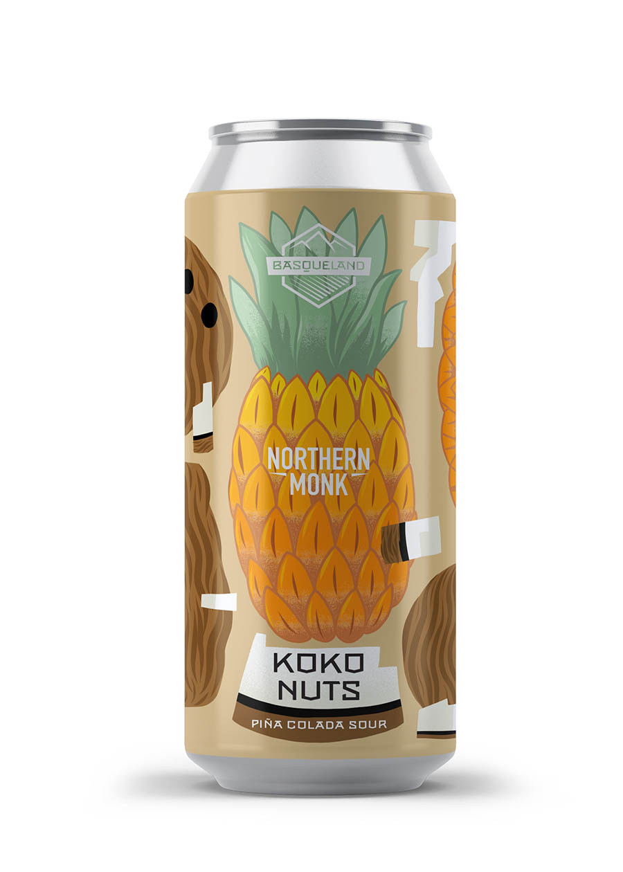 cerveza artesanal basqueland koko nuts piña colada sour lata ilustración marcos navarro