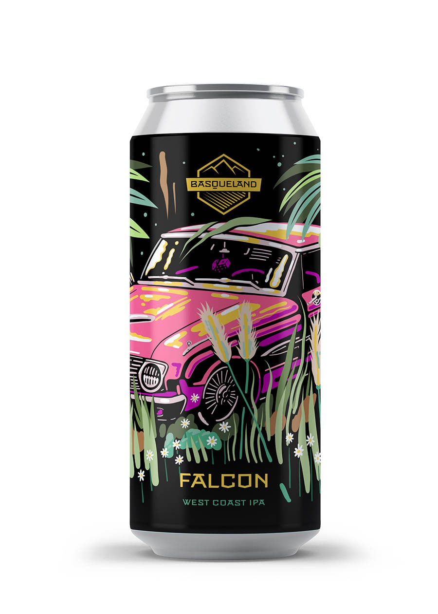 cerveza artesanal basqueland falcon west coast IPA lata ilustración marcos navarro