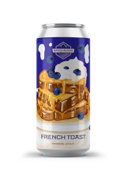 cerveza artesanal basqueland  french toast imperial pastry stout lata 440 ml ilustración marcos navarro