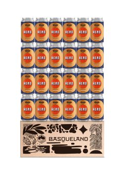 caja de 24 latas de cerveza sin alcohol tostada Basqueland Hero Tostada lata 330 ml