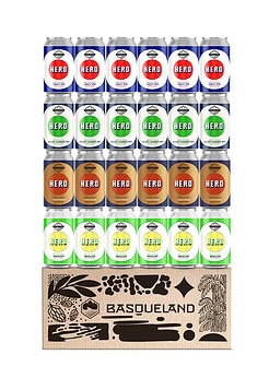 caja variada de cerveza sin alcohol premium basqueland hero 24 unidades