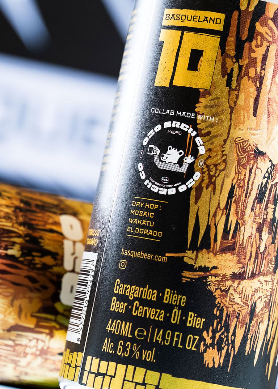 cerveza basqueland pozalagua ddh IPA colaboración oso 10º aniversario lata detalle