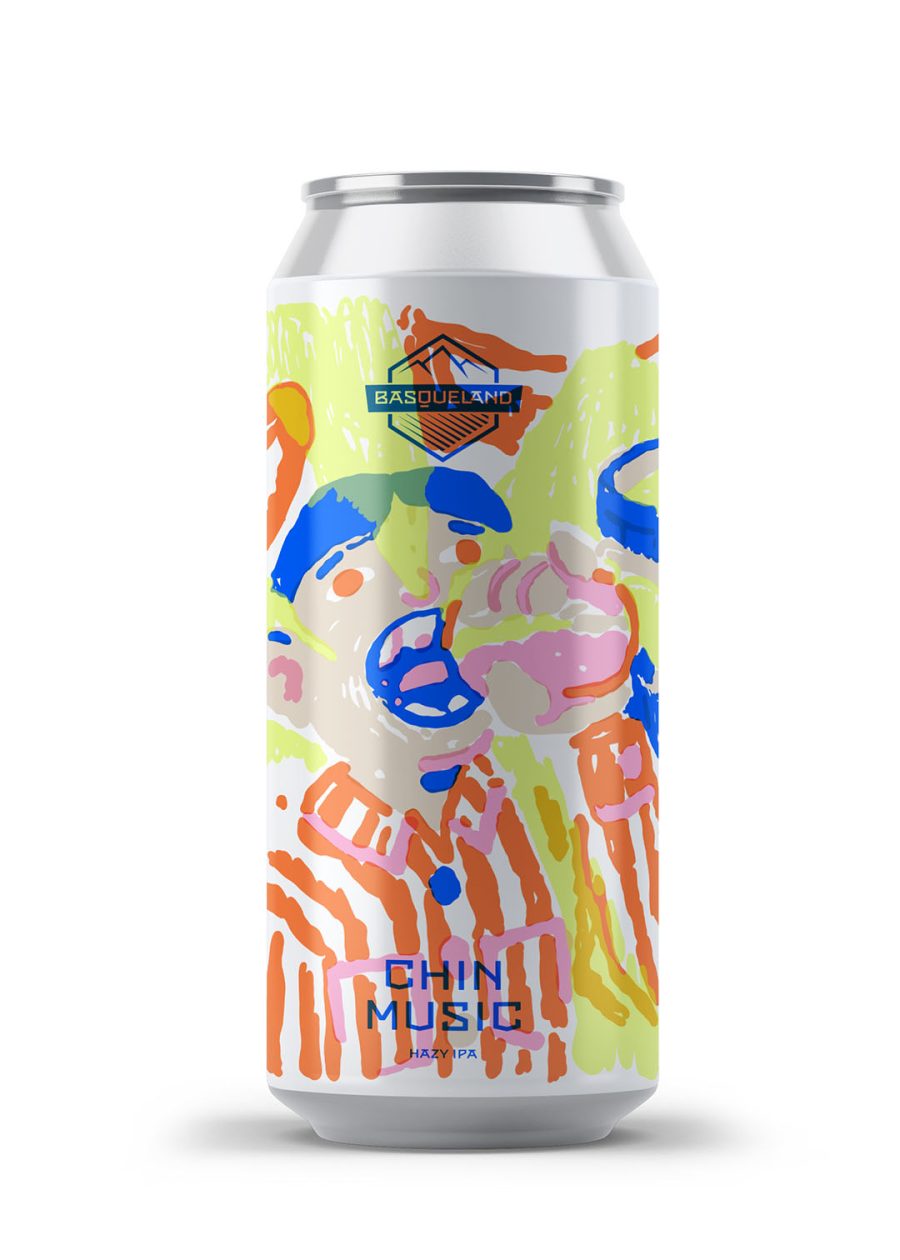 cerveza artesanal premium basqueland chin music hazy IPA lata 440ml diseño marcos navarro