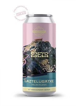 cerveza artesanal premium 10º aniversario basqueland gaztelugatxe italian pilsner lata 440ml colaboración meta edabeak