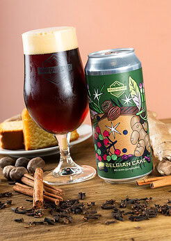 bodegon cerveza artesanal premium basqueland belgian cake quadruple belga lata 440ml cerveza navidades en copa de cerevza