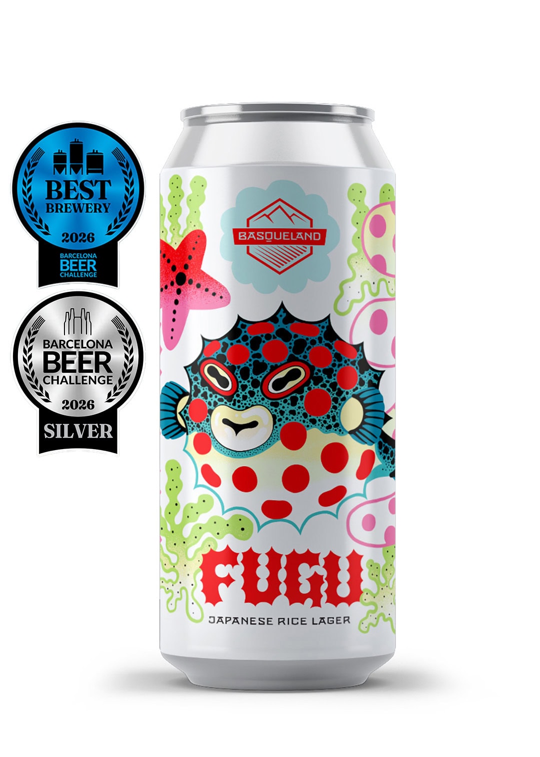 cerveza artesanal premium basqueland fugu lager lata 440ml medalla de plata barcelona beer challenge 2026
