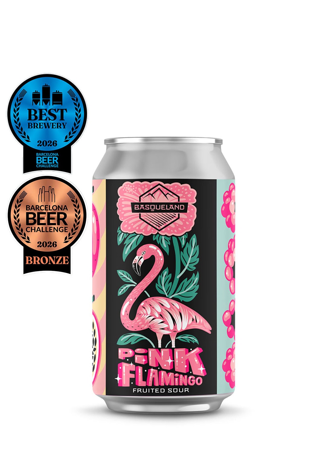 cerveza artesanal premium basqueland pink flamingo lata 330ml fruited sour medalla de bronce barcelona beer challenge 2026