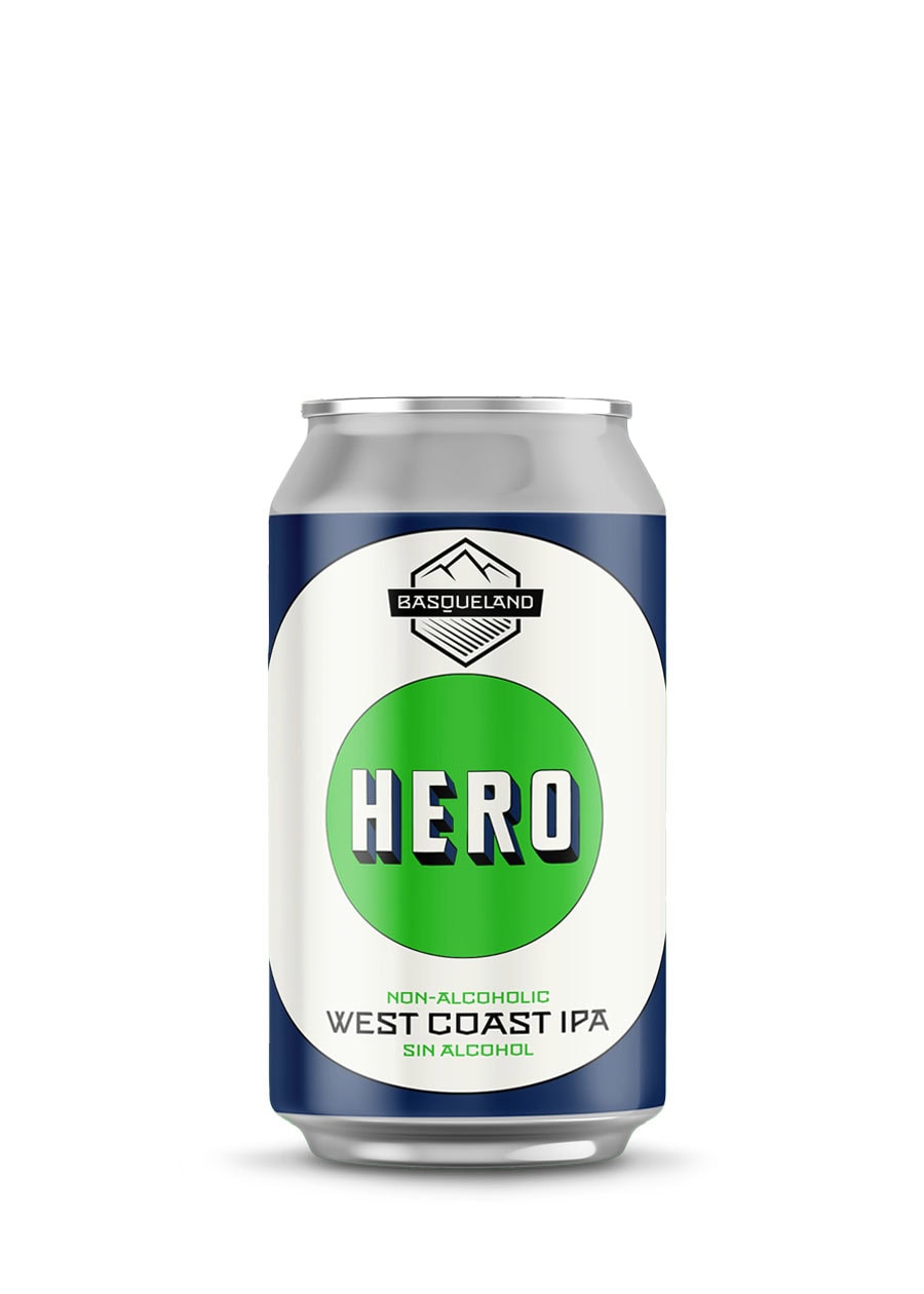 cerveza west coast IPA sin alcohol Basqueland Hero lata 330 ml