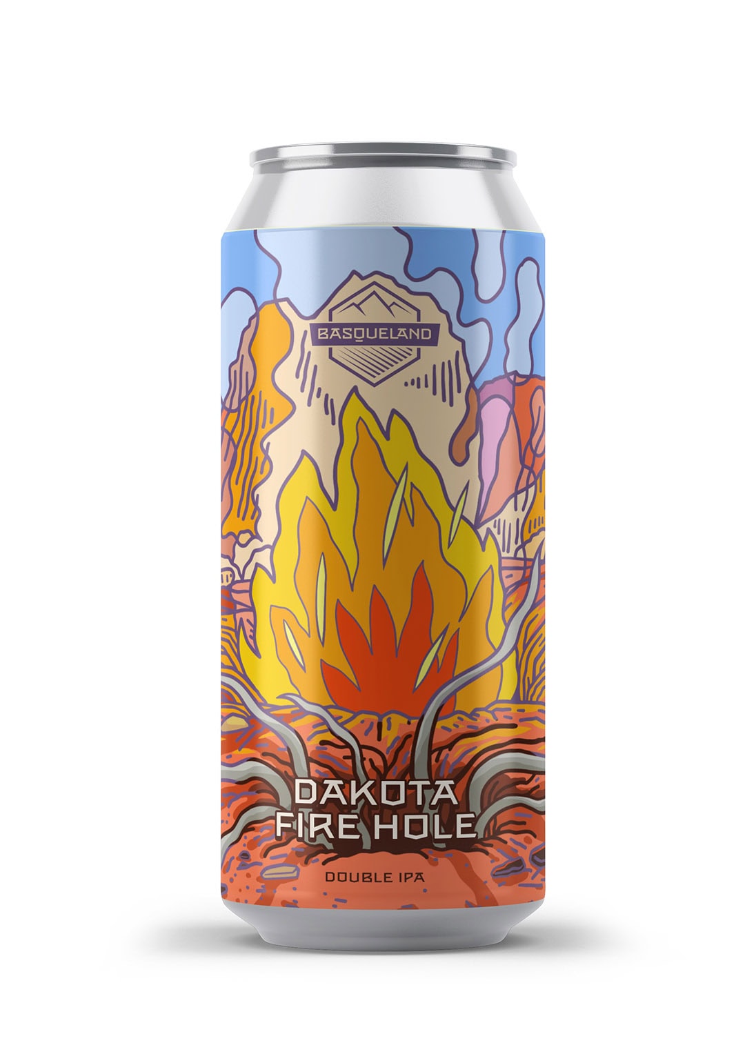 cerveza artesanal premium basqueland dakota fire hole double IPA lata 440ml diseño marcos navarro