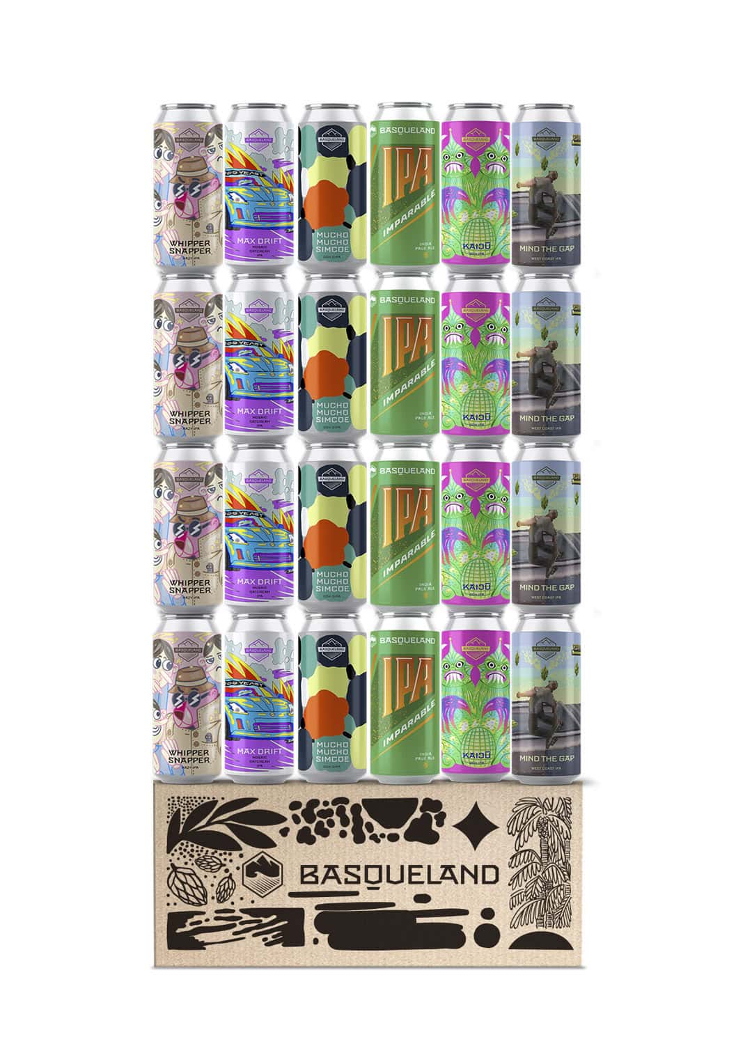 caja de cerveza artesanal variada Basqueland route 66 24 latas