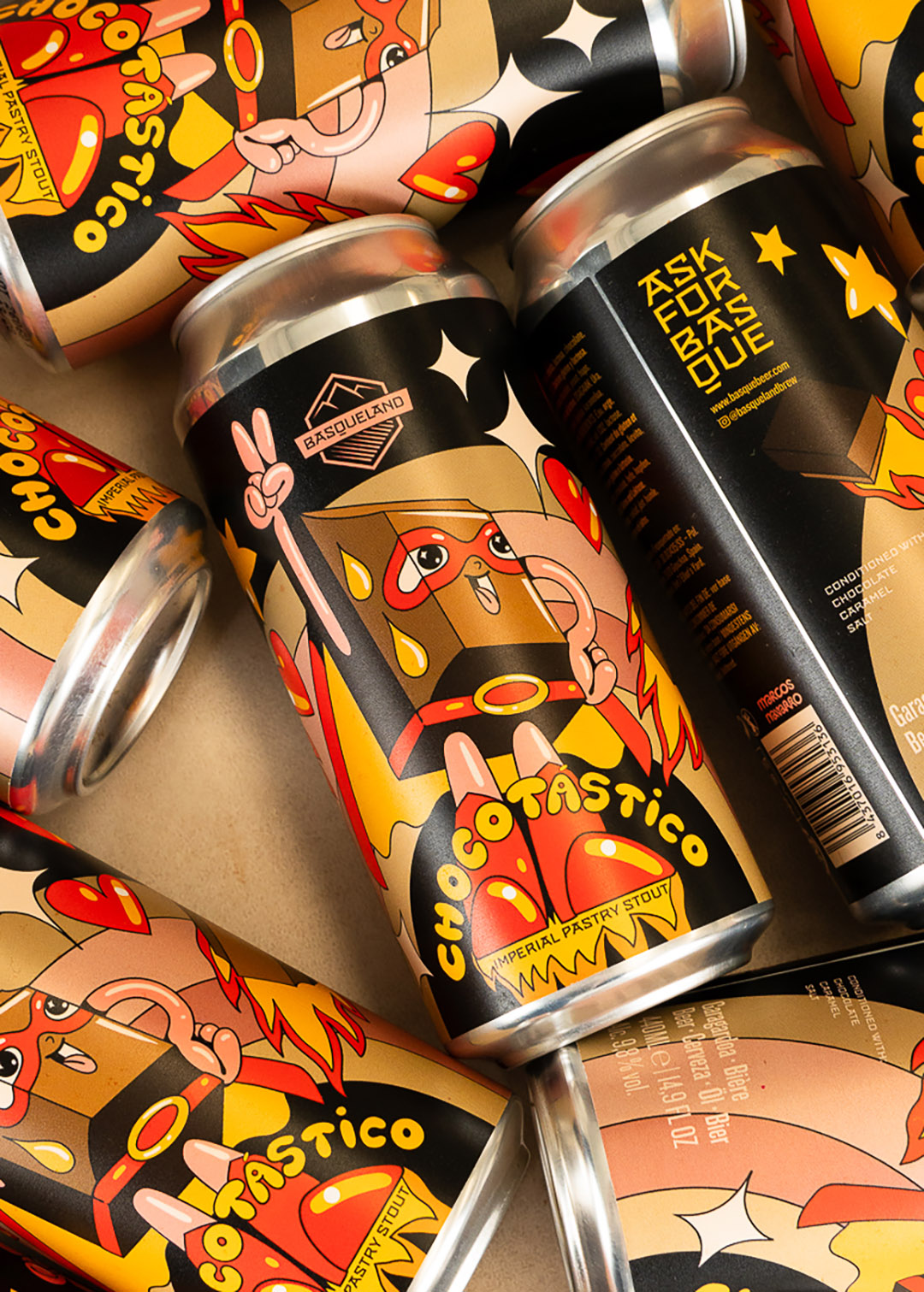 Chocotástico cerveza basqueland chocolate detalle lata diseño lata marcos navarro