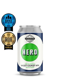 cerveza hero west coast IPA sin alcohol Basqueland Hero lata 330 ml medalla oro barcelona beer challenge 2026