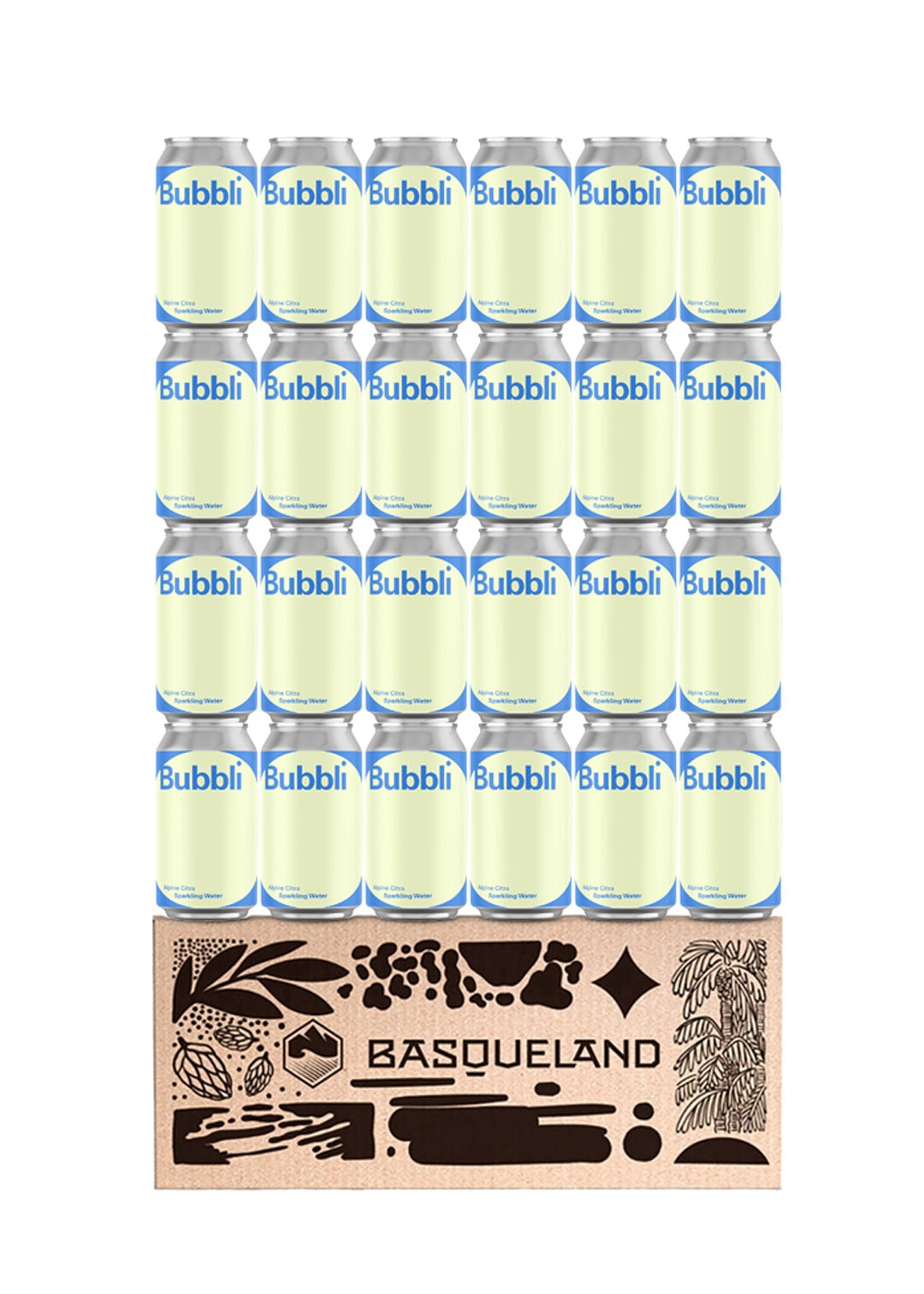 agua con gas lupulada Basqueland Bubbli Alpine Citra lata 33cl caja 24 unidades