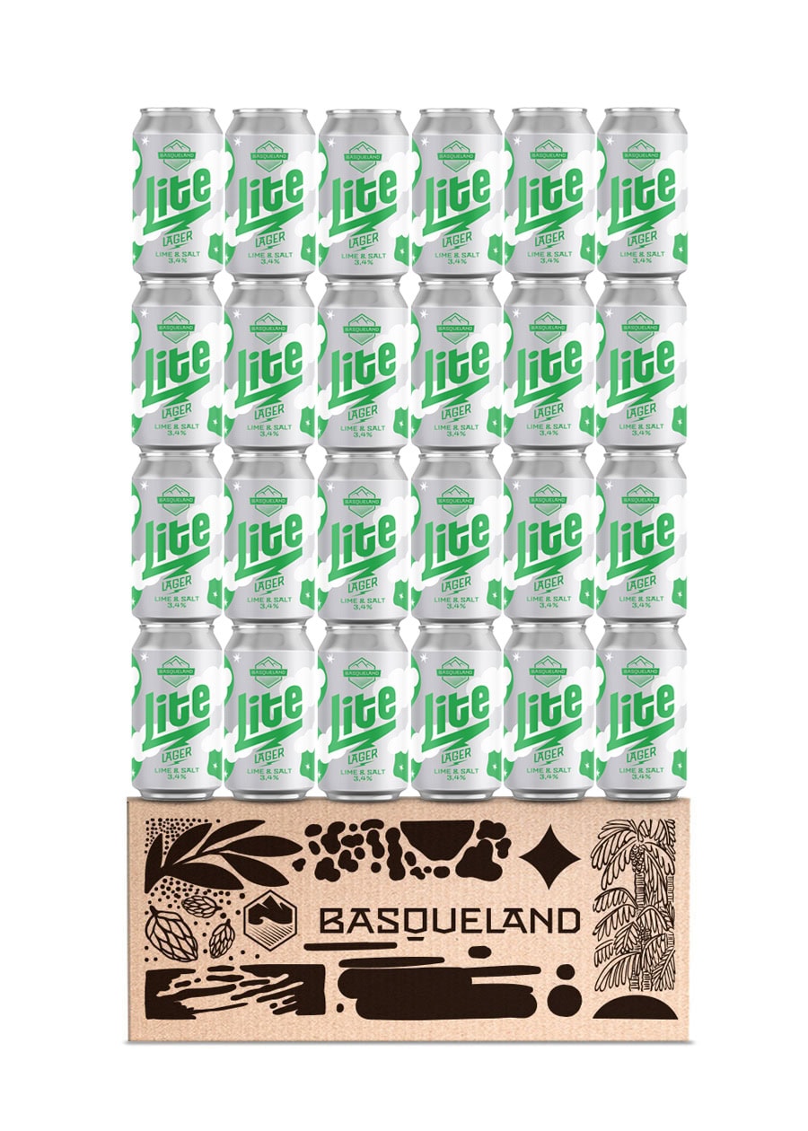 cerveza premium light lager lima y sal basqueland lite lime salt lata 330ml caja 24 unidades