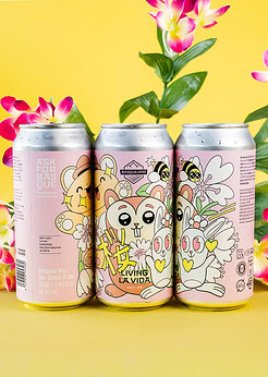 cerveza artesanal premium basqueland living la vida hazy IPA lata 440ml diseño marcos navarro completo