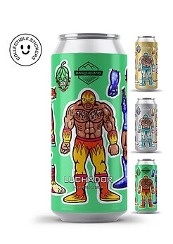 cerveza artesanal premium basqueland luchador mexican lager etiquetas intercambiables lata 440ml diseño marcos navarro