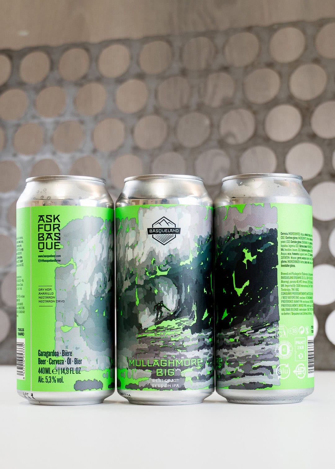 cerveza artesanal premium basqueland swamis mullaghmore big natxo gonzalez surfer lata 440ml diseño marcos navarro