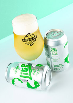 cerveza premium light lager lima y sal basqueland lite lime salt lata 330ml copa cerveza