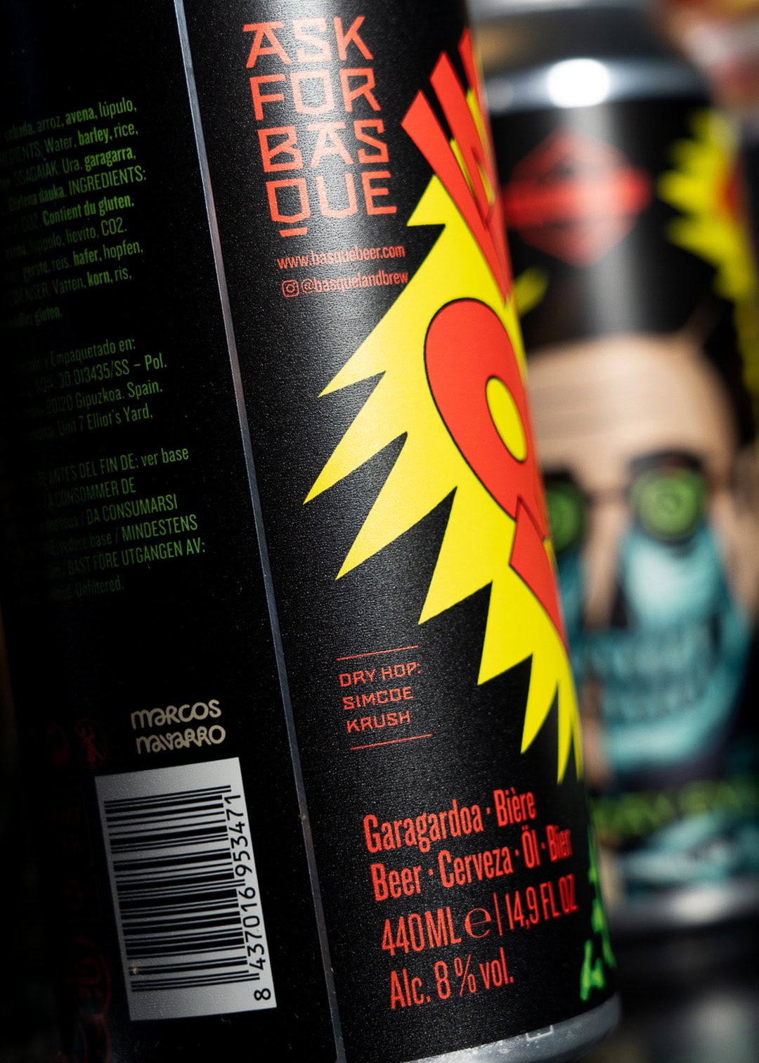 cerveza artesanal premium basqueland x-ray eyes double IPA lata 440ml