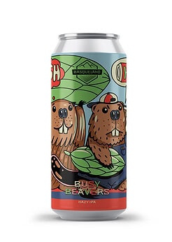 cerveza artesanal basqueland busy beavers hazy india pale ale lata ilustración marcos navarro