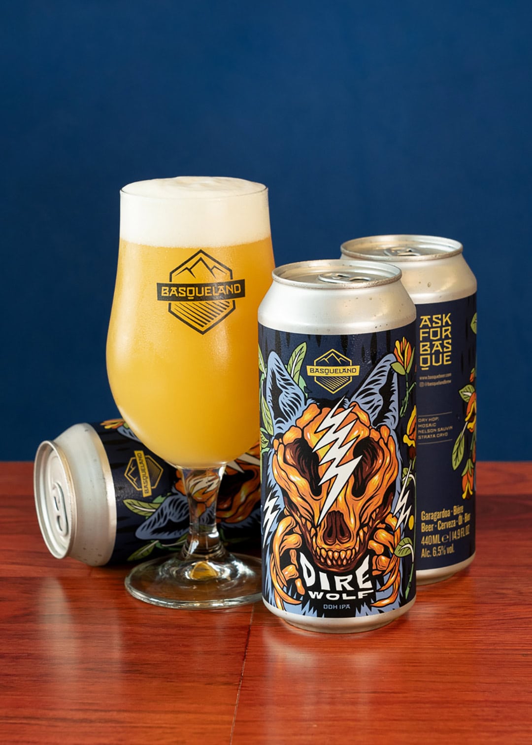 cerveza artesanal basqueland dire wolf ddh india pale ale lata ilustración marcos navarro
