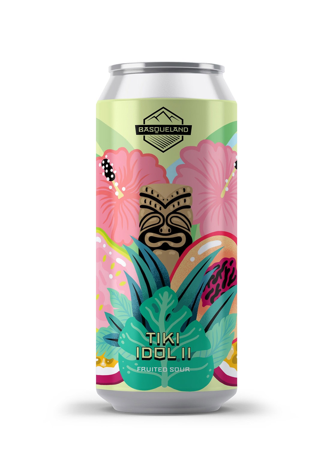 cerveza artesanal basqueland tiki idol 2 fruited sour lata ilustración marcos navarro