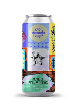cerveza artesanal premium basqueland wild atlantic west coast pilsner collab galway bay lata 440ml diseño marcos navarro