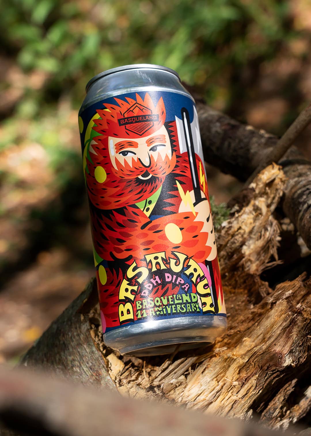 cerveza artesanal basqueland basajaun DDH double india pale ale lata ilustración marcos navarro bosque
