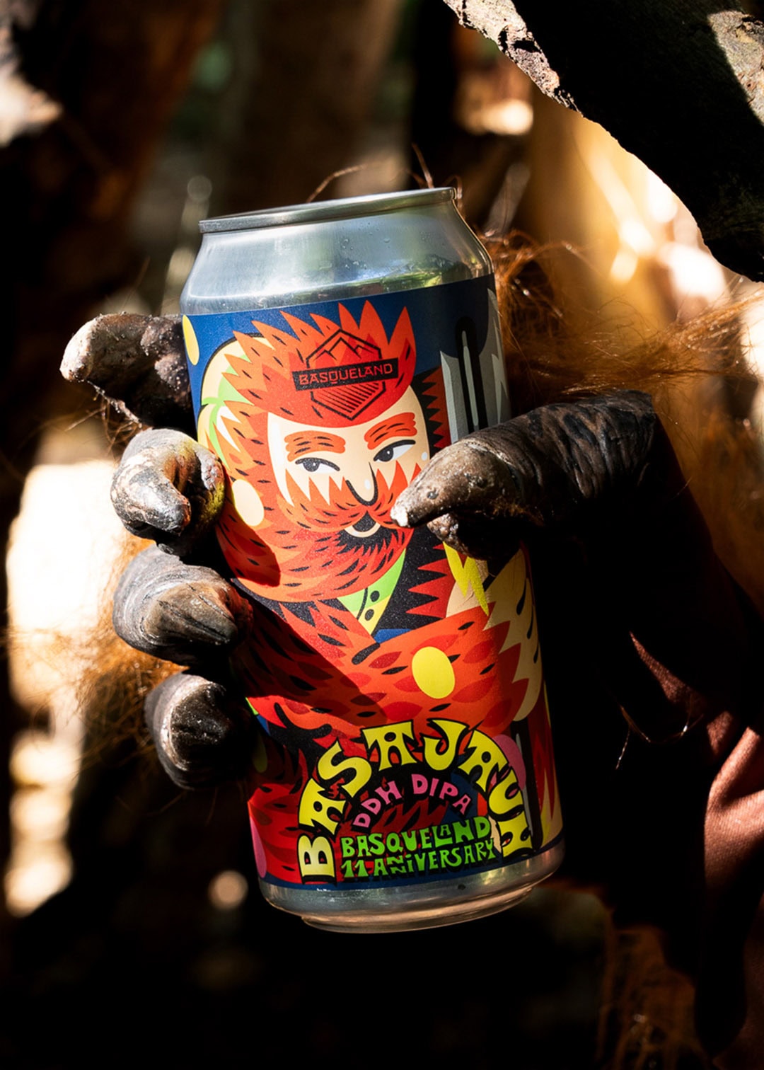 cerveza artesanal basqueland basajaun DDH double india pale ale lata ilustración marcos navarro frontal